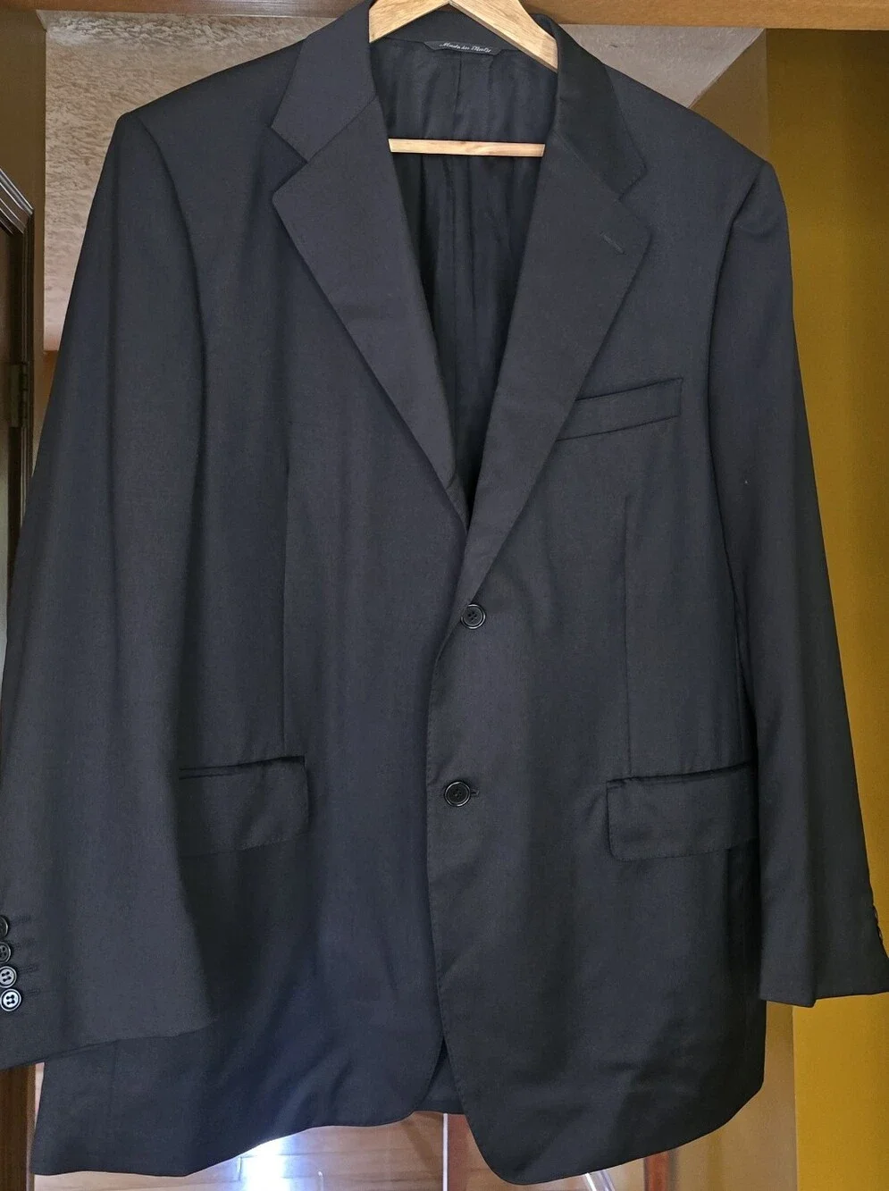 CANALI Italy Blazer Sport Coat 2-Button Jacket 46S-US 56C-EU Black Wool